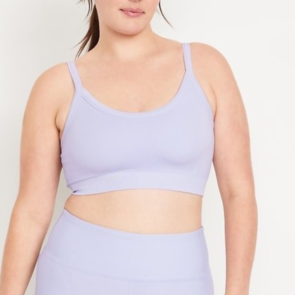 Old Navy Light Support Seamless Ribbed Sports Bra Orchid Purple Size XL NEW
